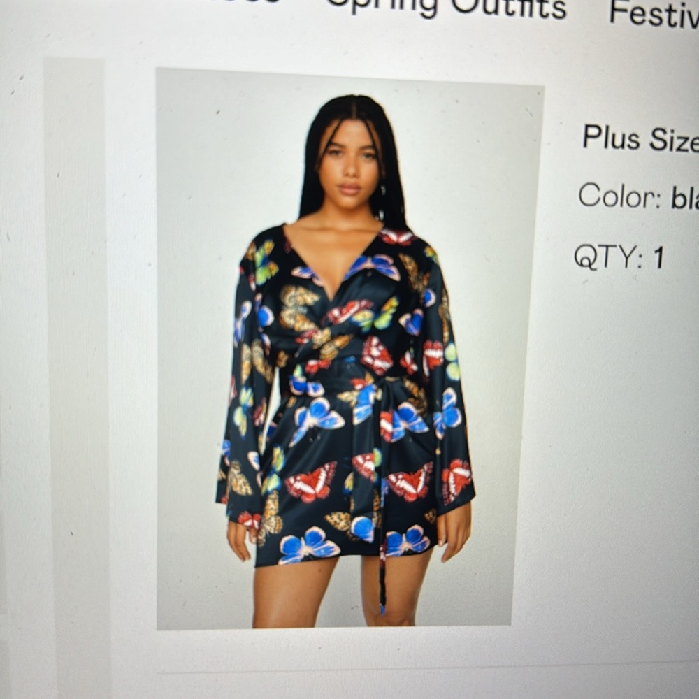 Nasty Gal | Butterfly Print Angel Sleeve Dress